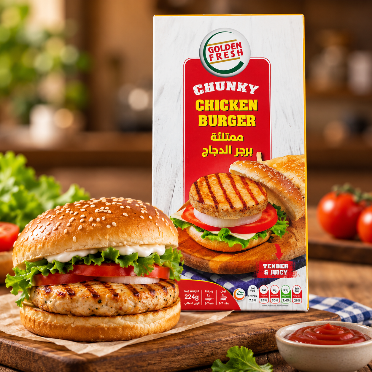 Chunky Chicken Burger Feast Chunky Juicy Chicken Burger (4pcs/224g) - Image 1