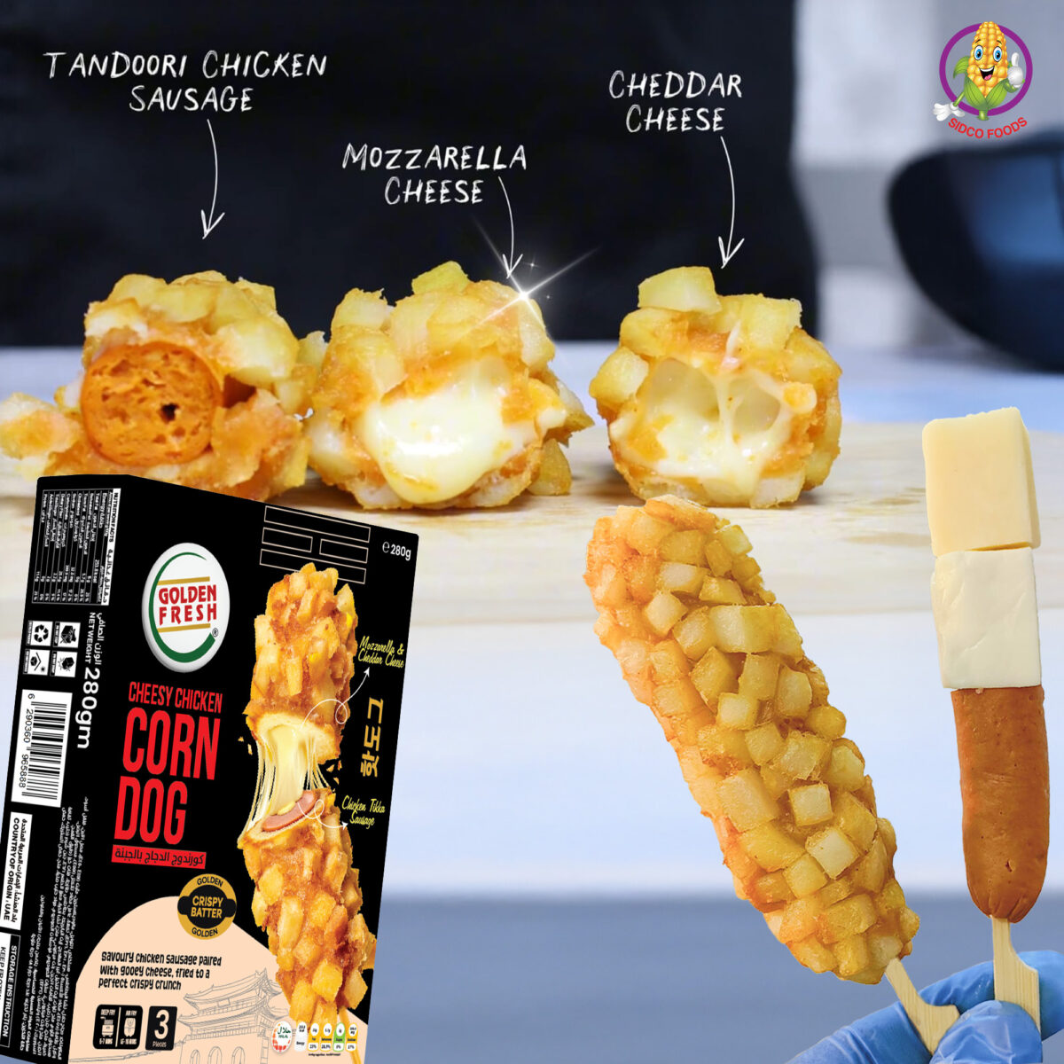Cheesy Chicken Corn Dog 280g (3pcs) - Image 4