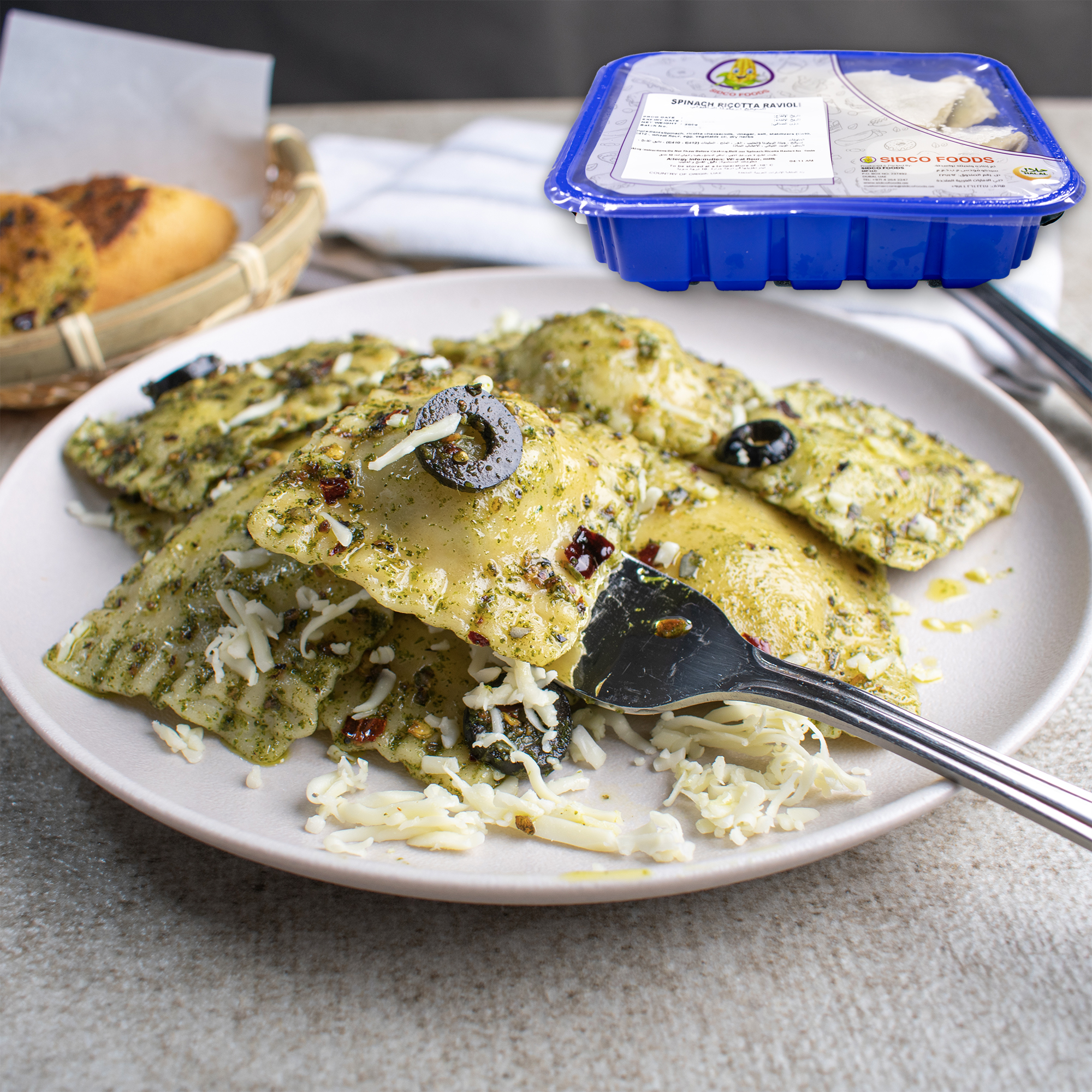 SpinachRicottaRavioli new tray thumbnail Spinach Ricotta Ravioli (200g) 12-15 pcs - Image 1