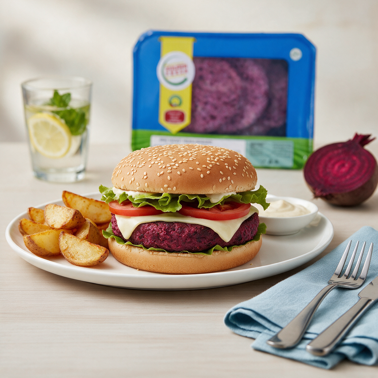 beetroot vegan burger web image Beetroot Vegan Burger (3pcs) 300g - Image 1