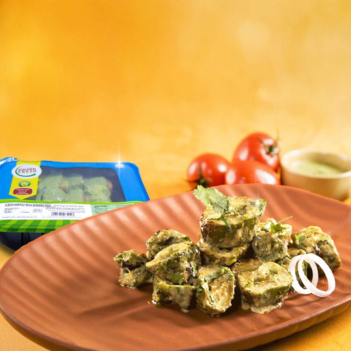 fresh soya hariyali tikka thumbnail Fresh Soya Hariyali Tikka (3 Skewers) - Image 1