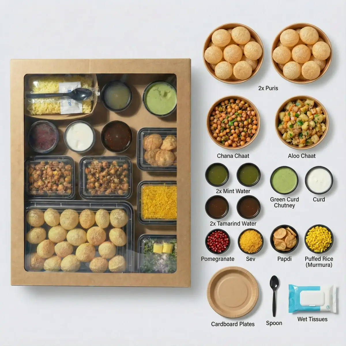 Premium 4 IN 1 Pani Puri + Chaat + Bhel Party Box for 10 people - Image 4