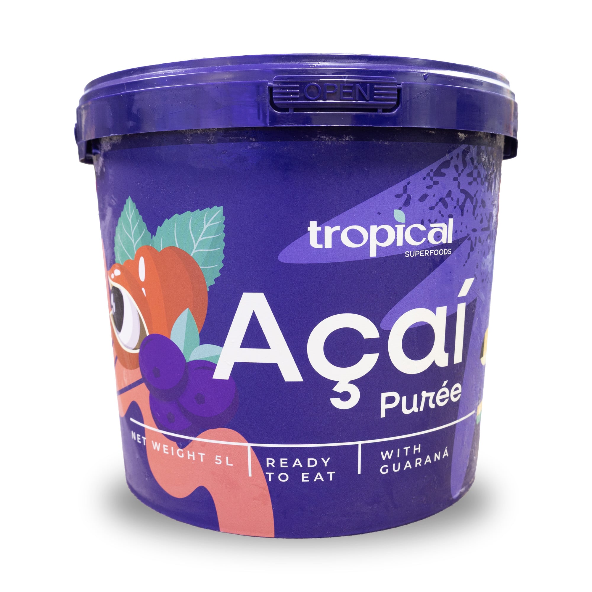 tropical acai puree 5L FRONT Tropical Açaí + Guaraná - Frozen 5L bucket - Image 1